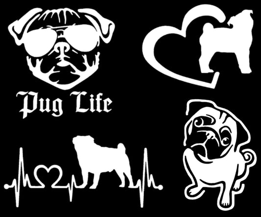 Pug Decal 4 Pack
