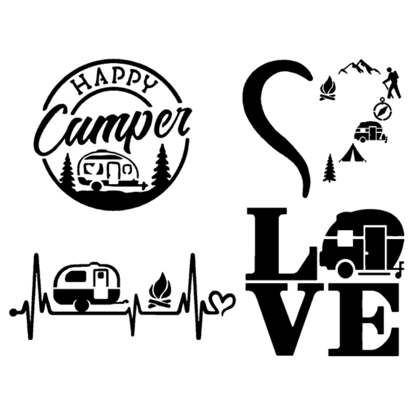 Camping Camper Decal 4-Pack