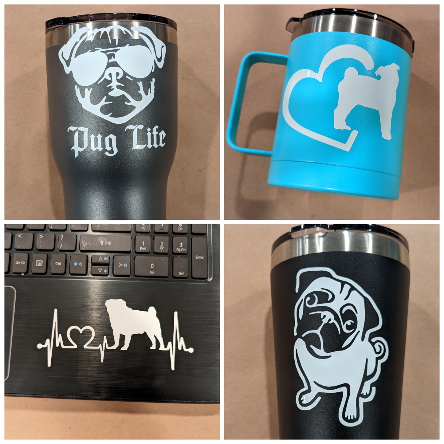 Pug Decal 4 Pack