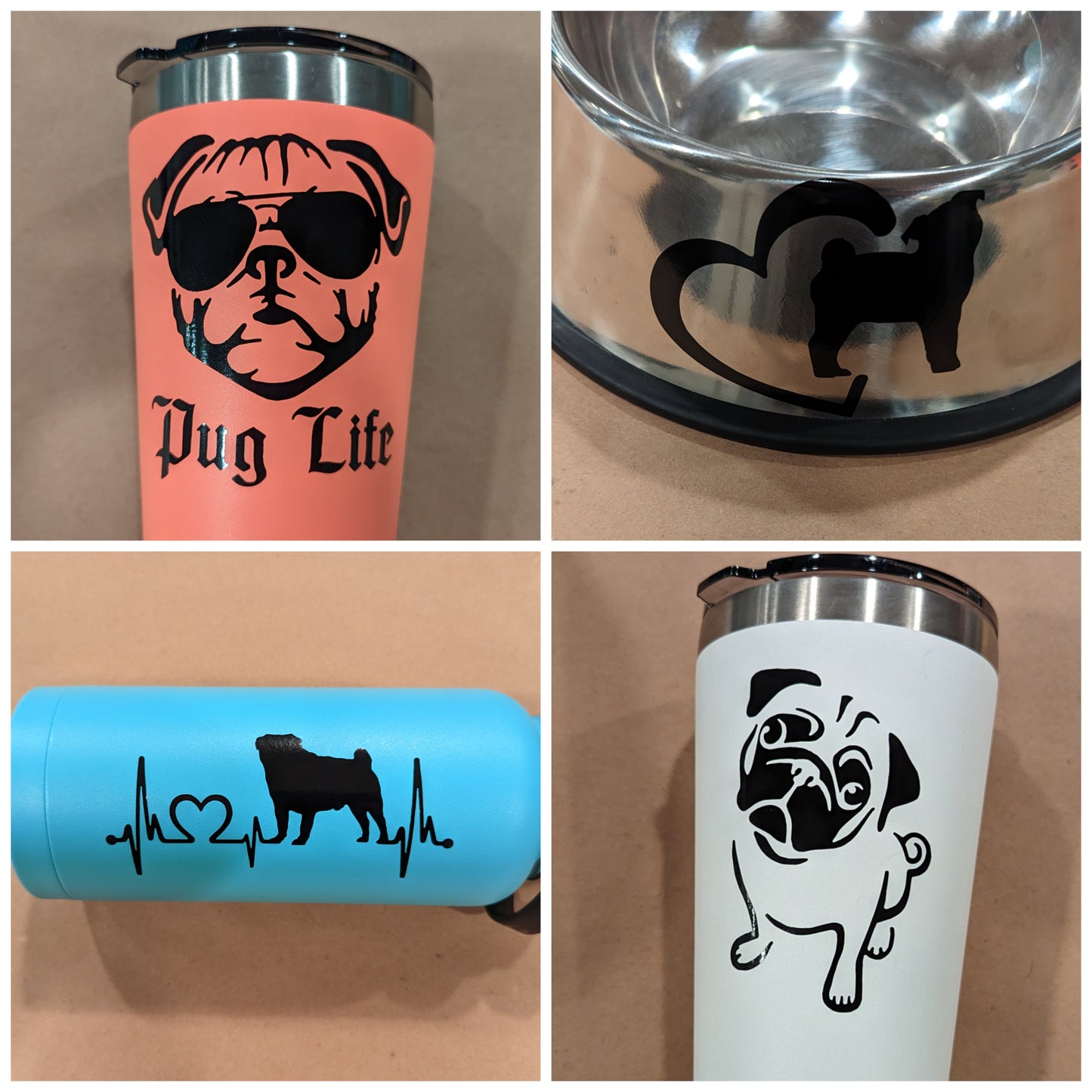 Pug Decal 4 Pack