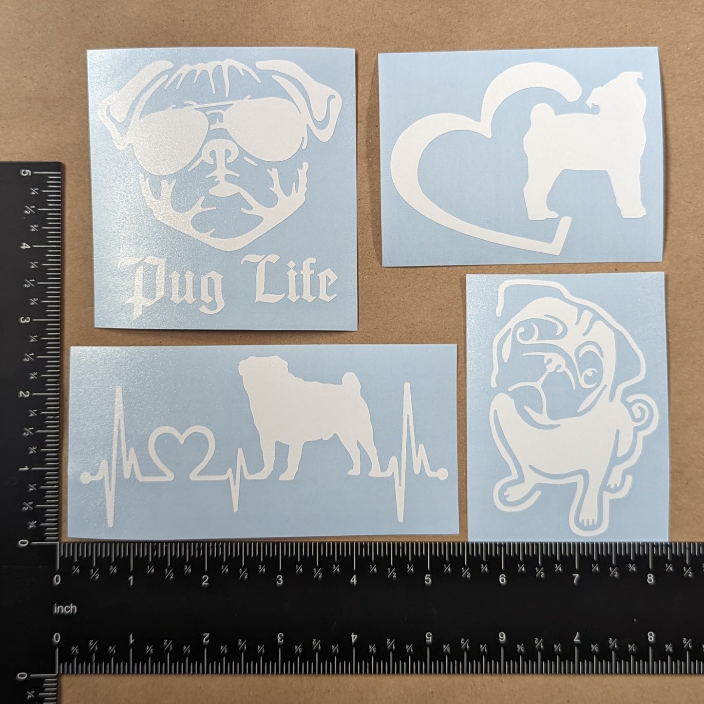 Pug Decal 4 Pack