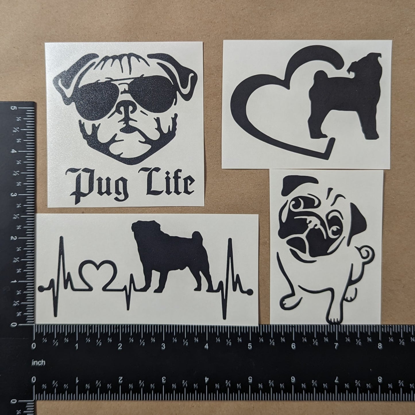 Pug Decal 4 Pack