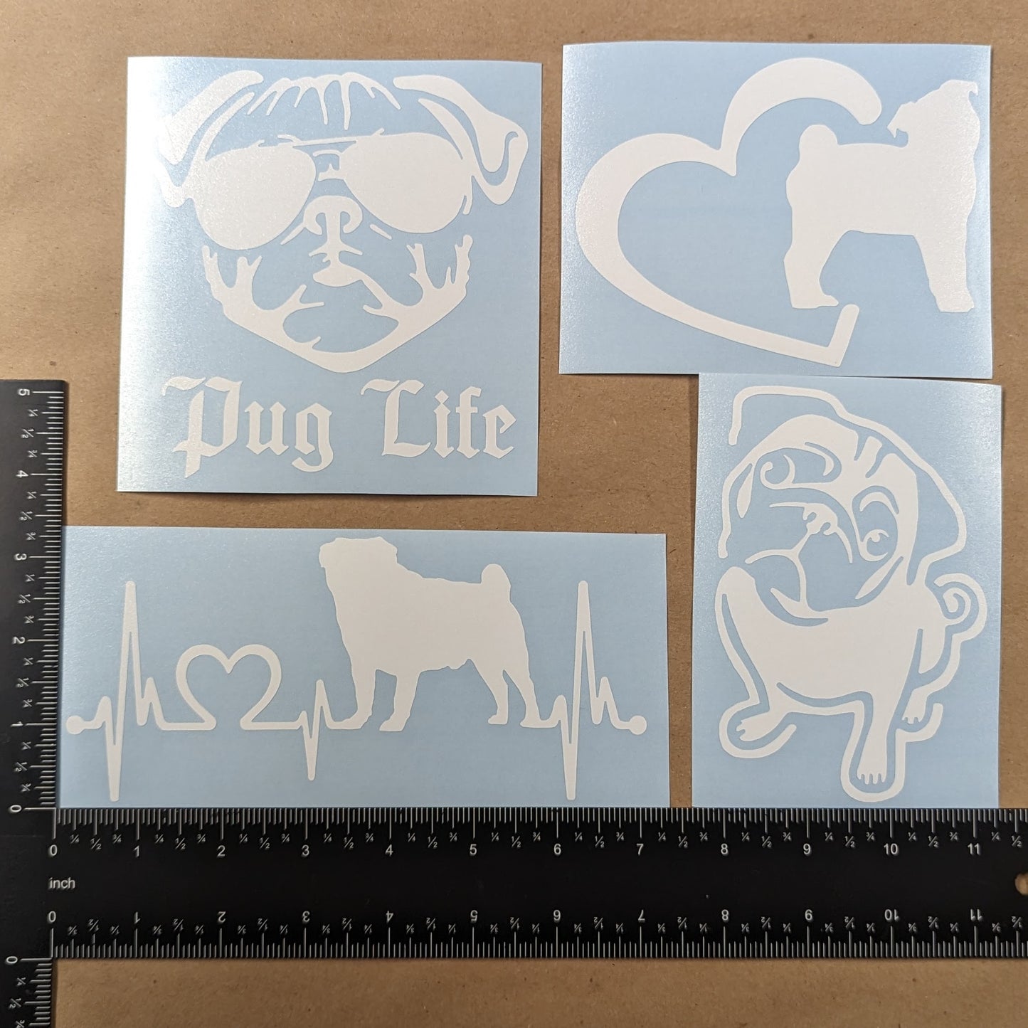 Pug Decal 4 Pack