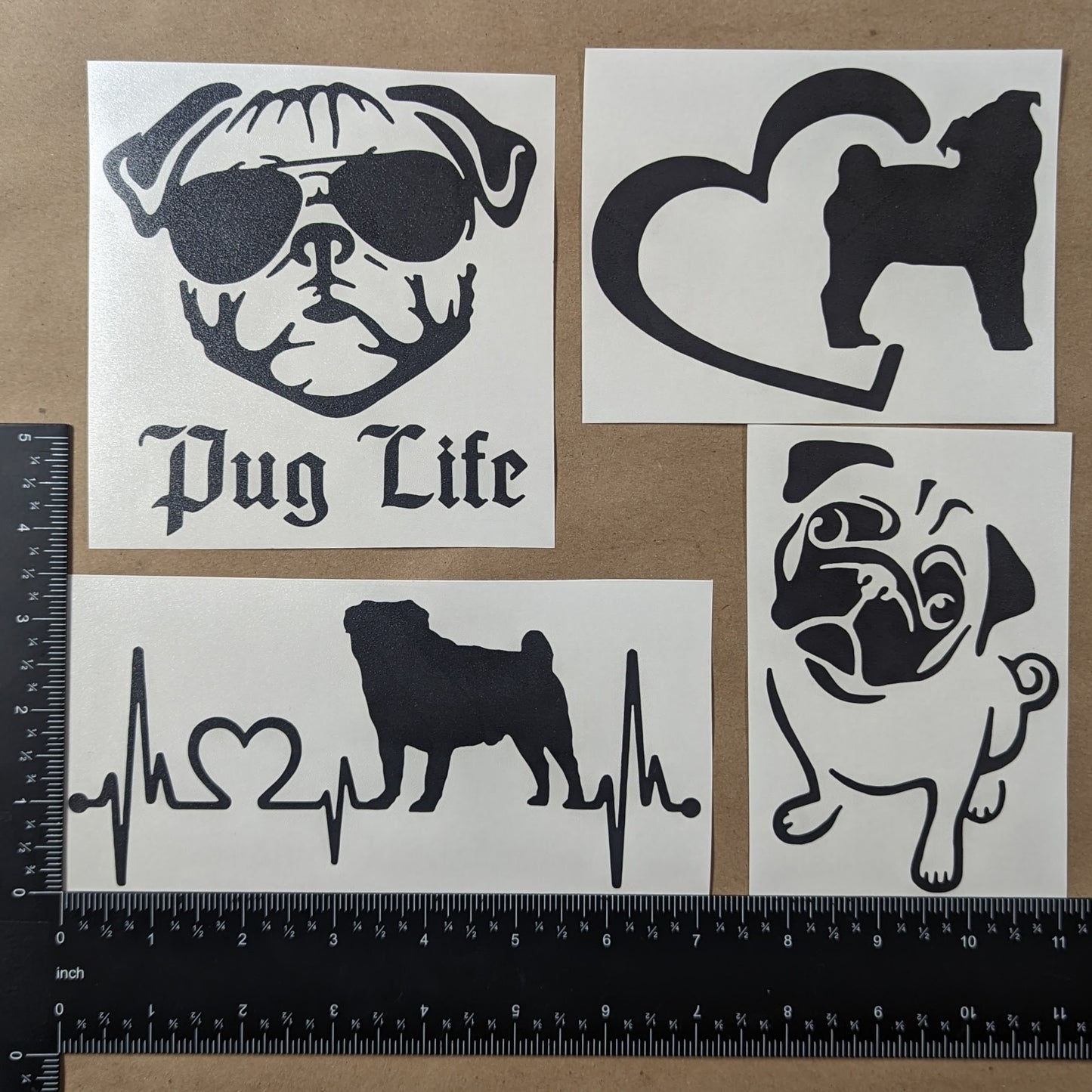 Pug Decal 4 Pack