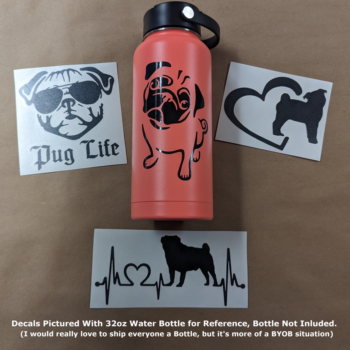 Pug Decal 4 Pack