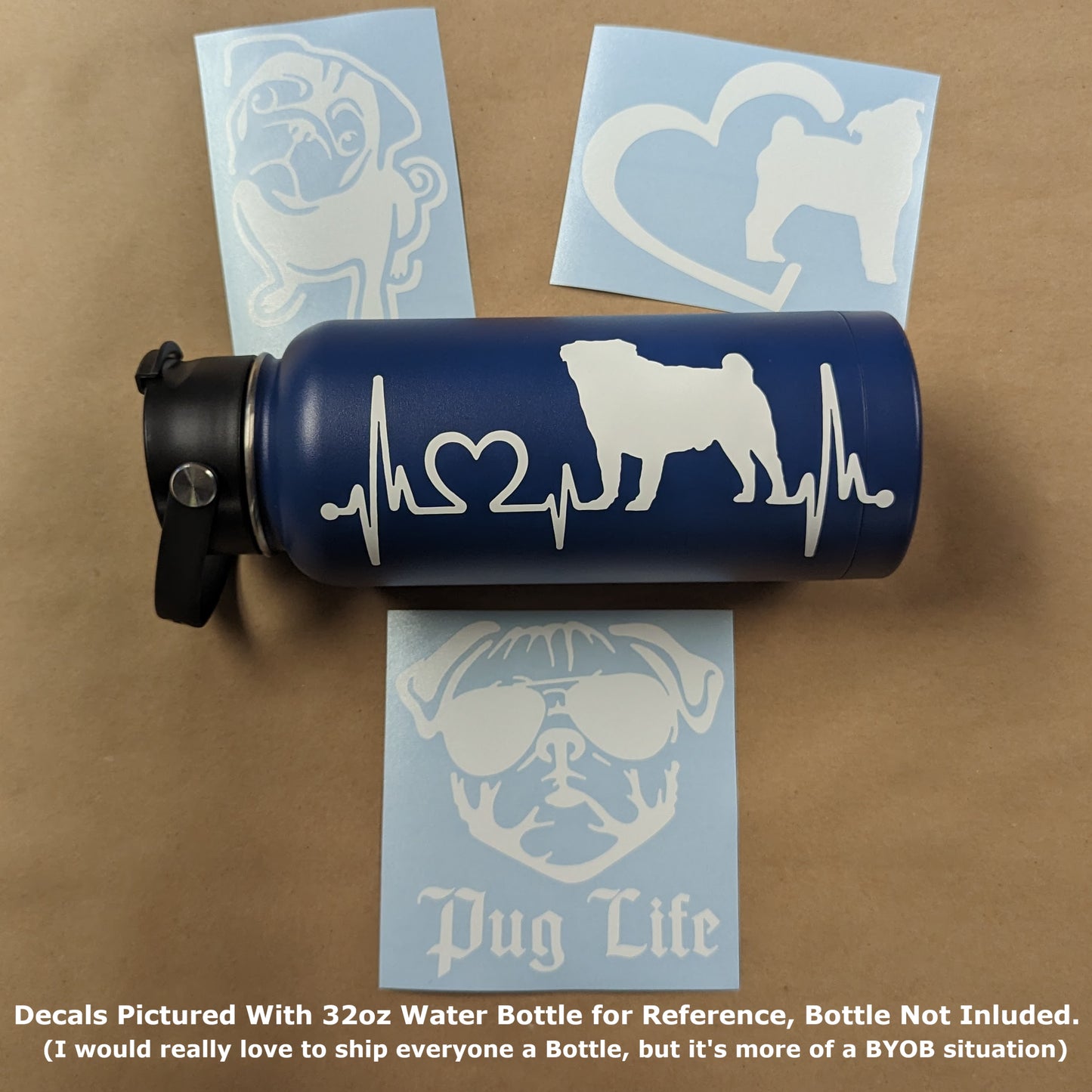Pug Decal 4 Pack