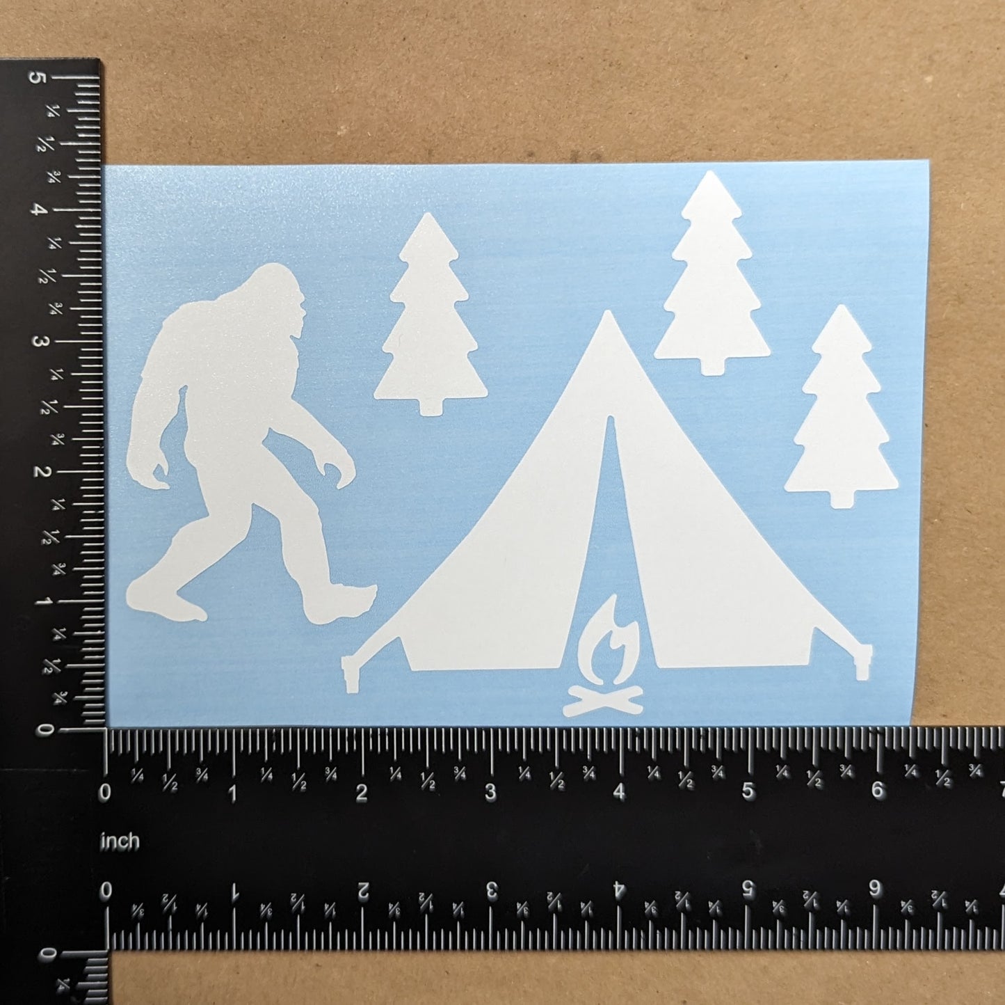 Bigfoot Camping Hiking Kayaking Decal 4 Pack
