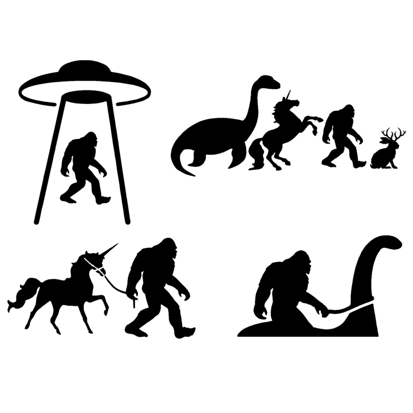 Sasquatch / Bigfoot and friends Decal 4 pack