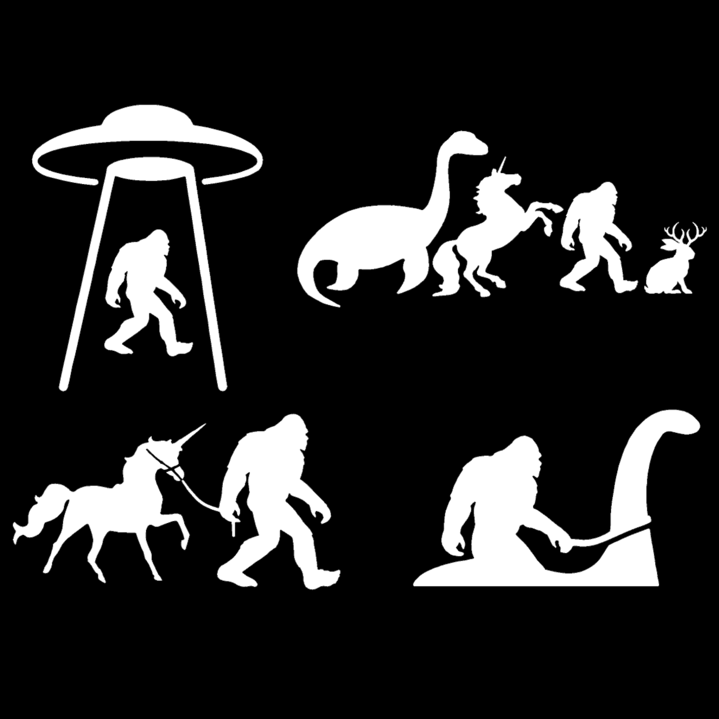 Sasquatch / Bigfoot and friends Decal 4 pack