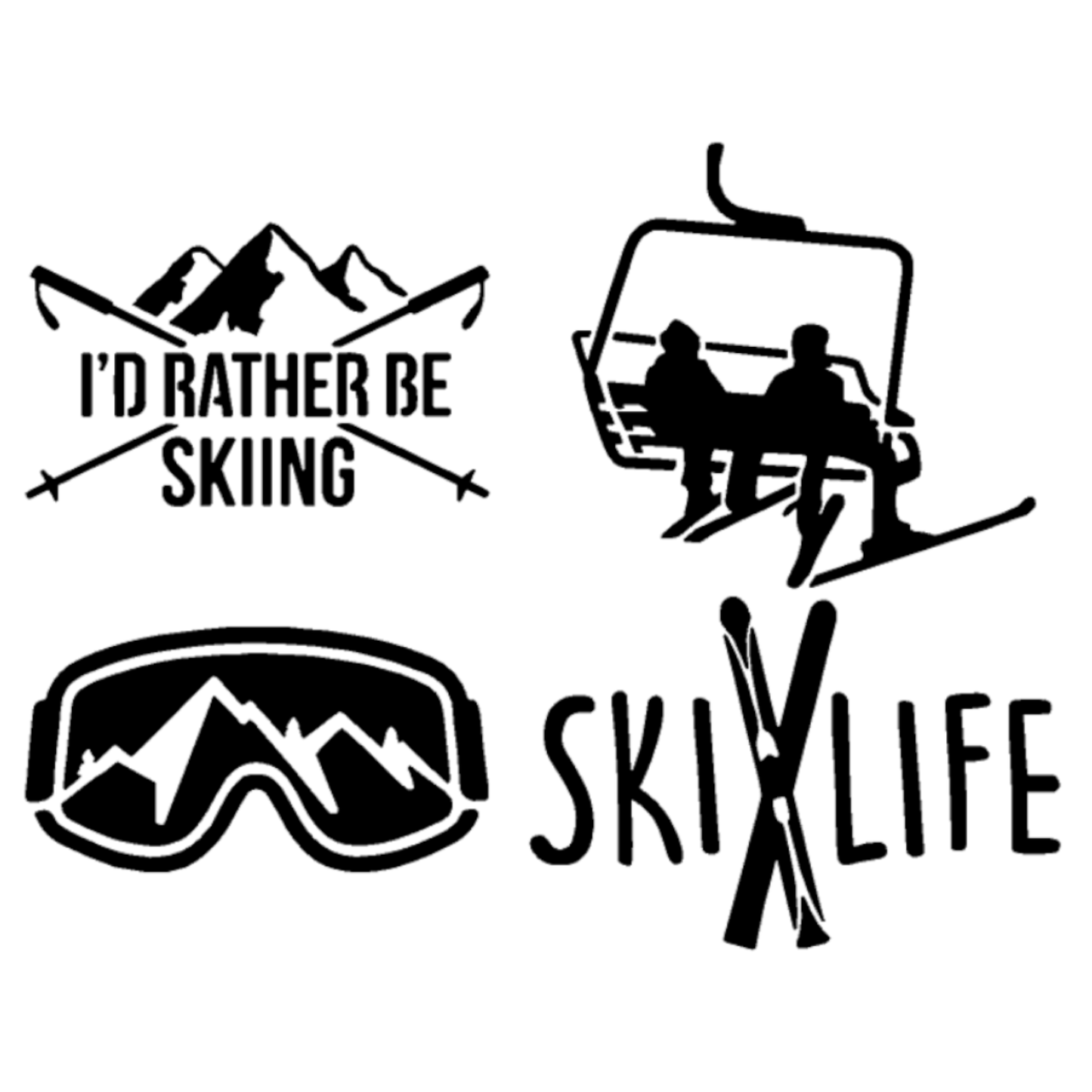 Skiing Decal 4 Pack