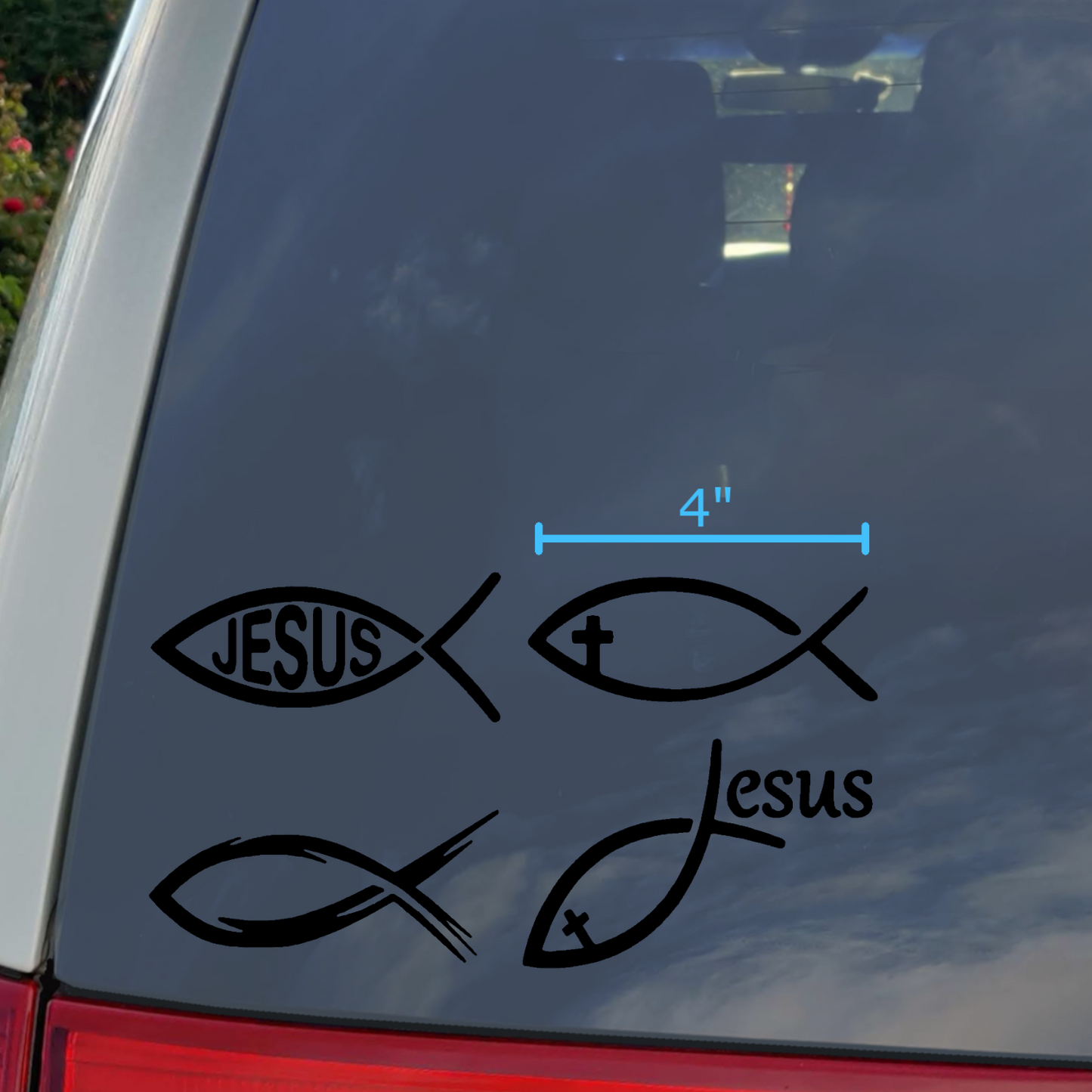 Jesus Fish Decal 4 Pack
