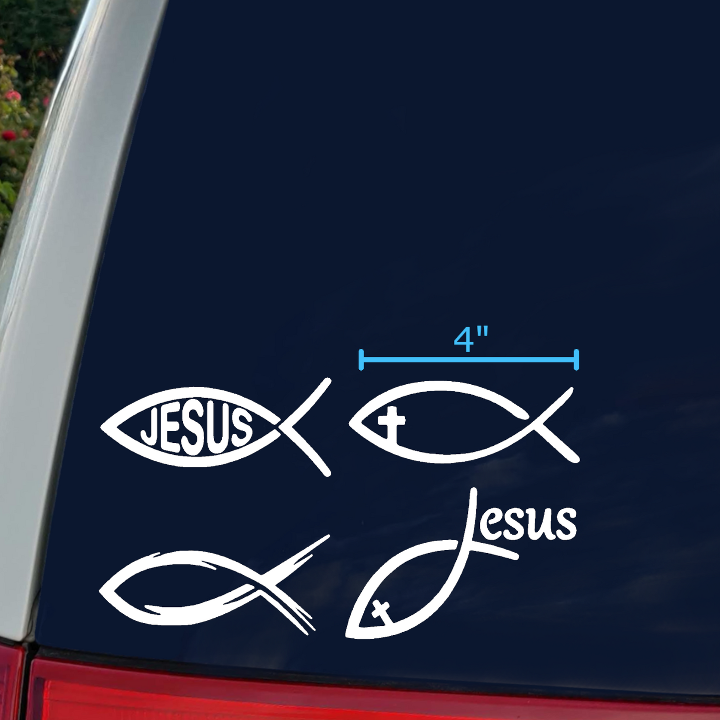 Jesus Fish Decal 4 Pack