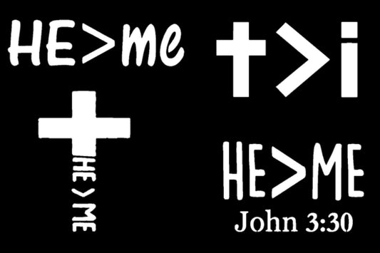 He Greater Than Me Decal 4 Pack
