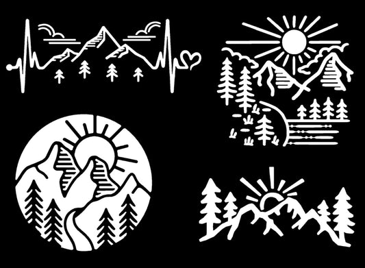 Mountain Cartoon Decal 4 Pack