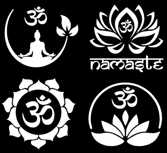 Om (Aum) Namaste Lotus Decal 4 Pack