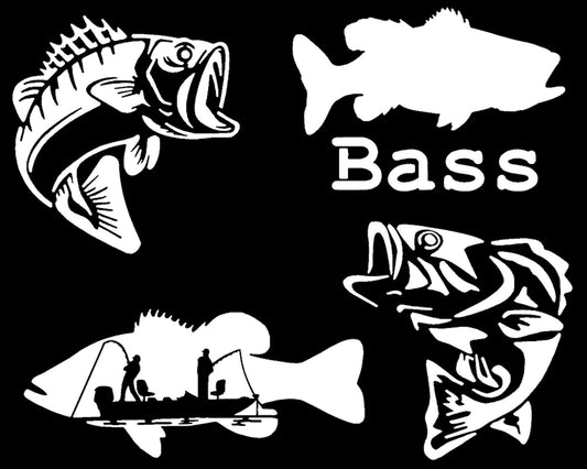 Bass Fishing Decal 4 Pack