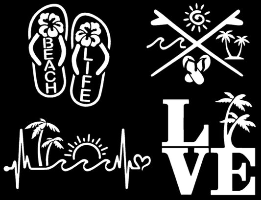 Beach Life Tropical Decal 4 Pack