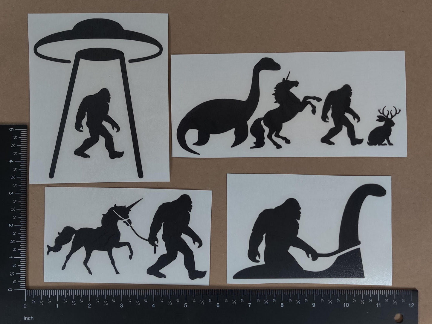 Sasquatch / Bigfoot and friends Decal 4 pack