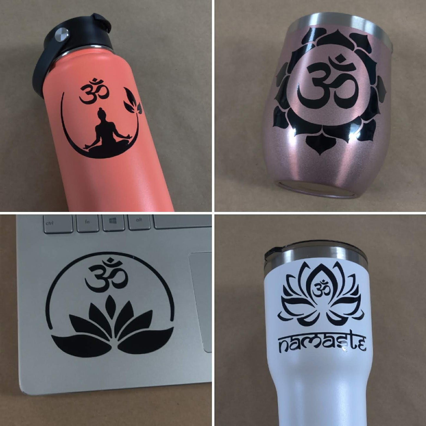 Om (Aum) Namaste Lotus Decal 4 Pack