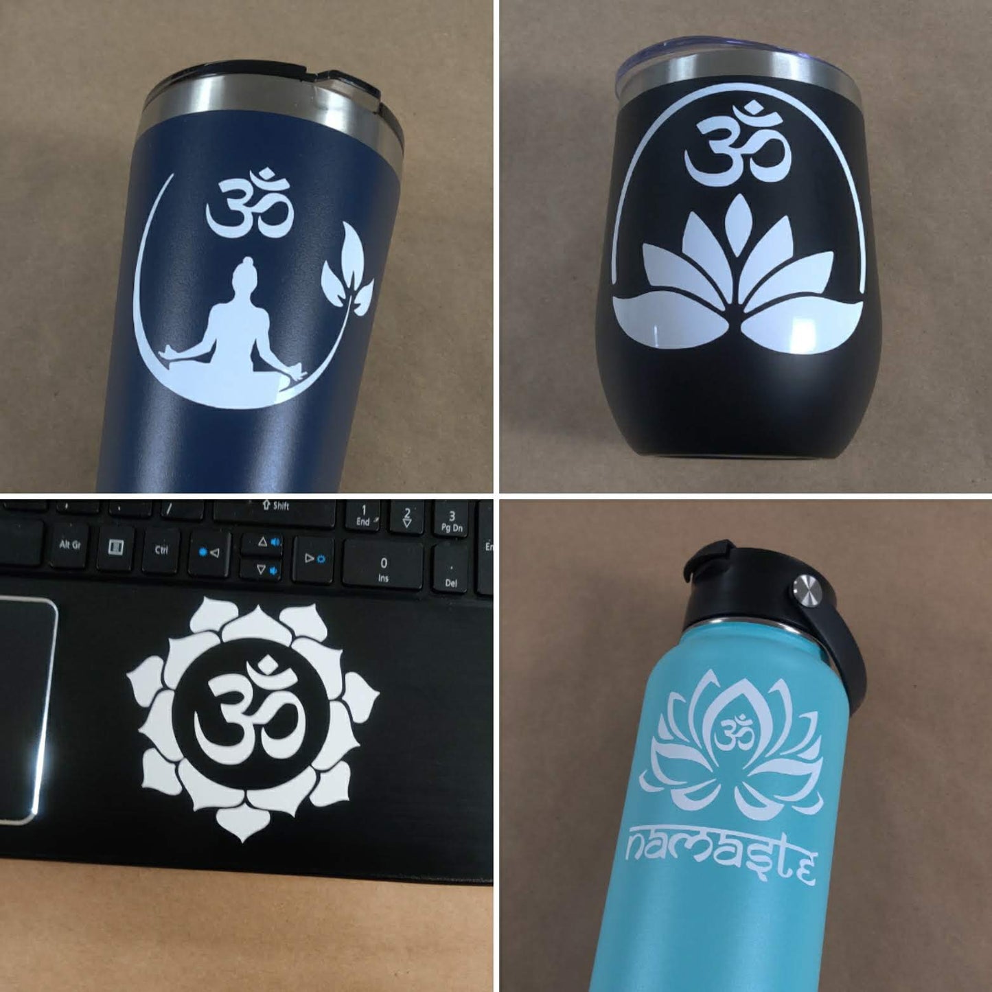 Om (Aum) Namaste Lotus Decal 4 Pack