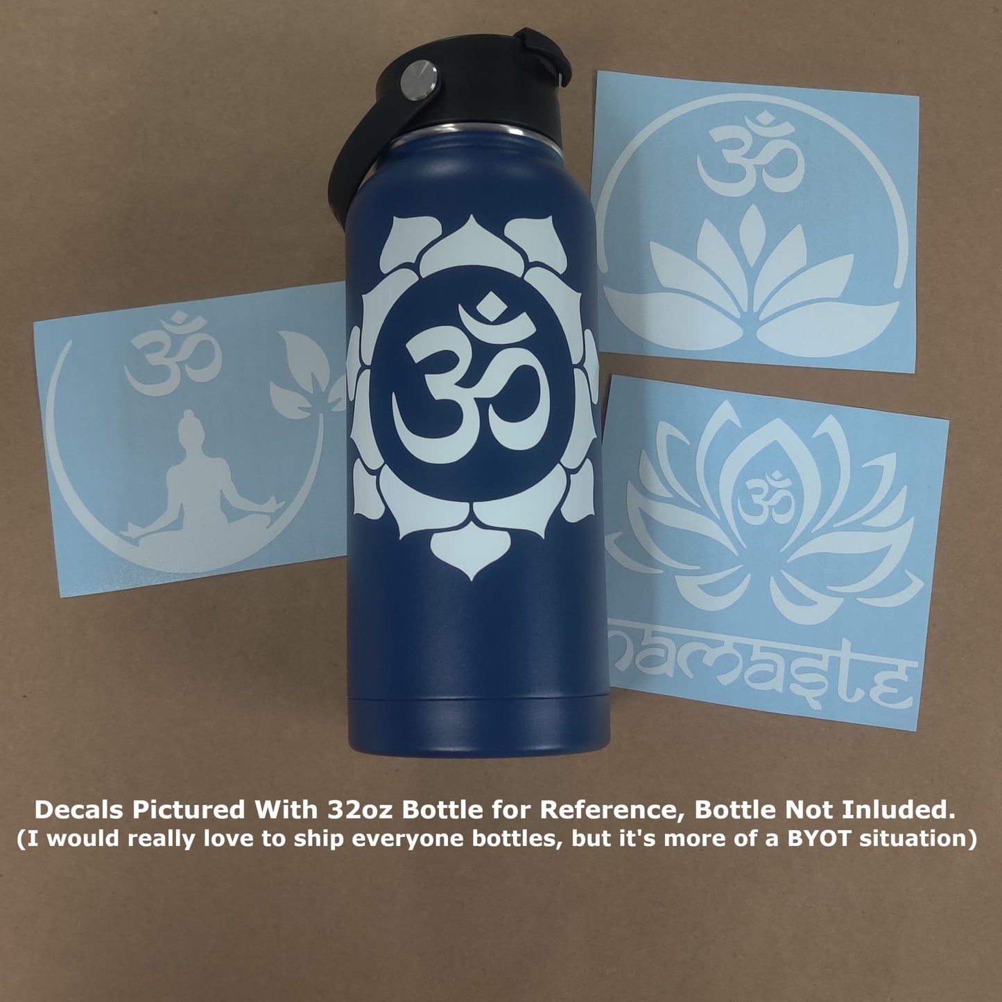 Om (Aum) Namaste Lotus Decal 4 Pack