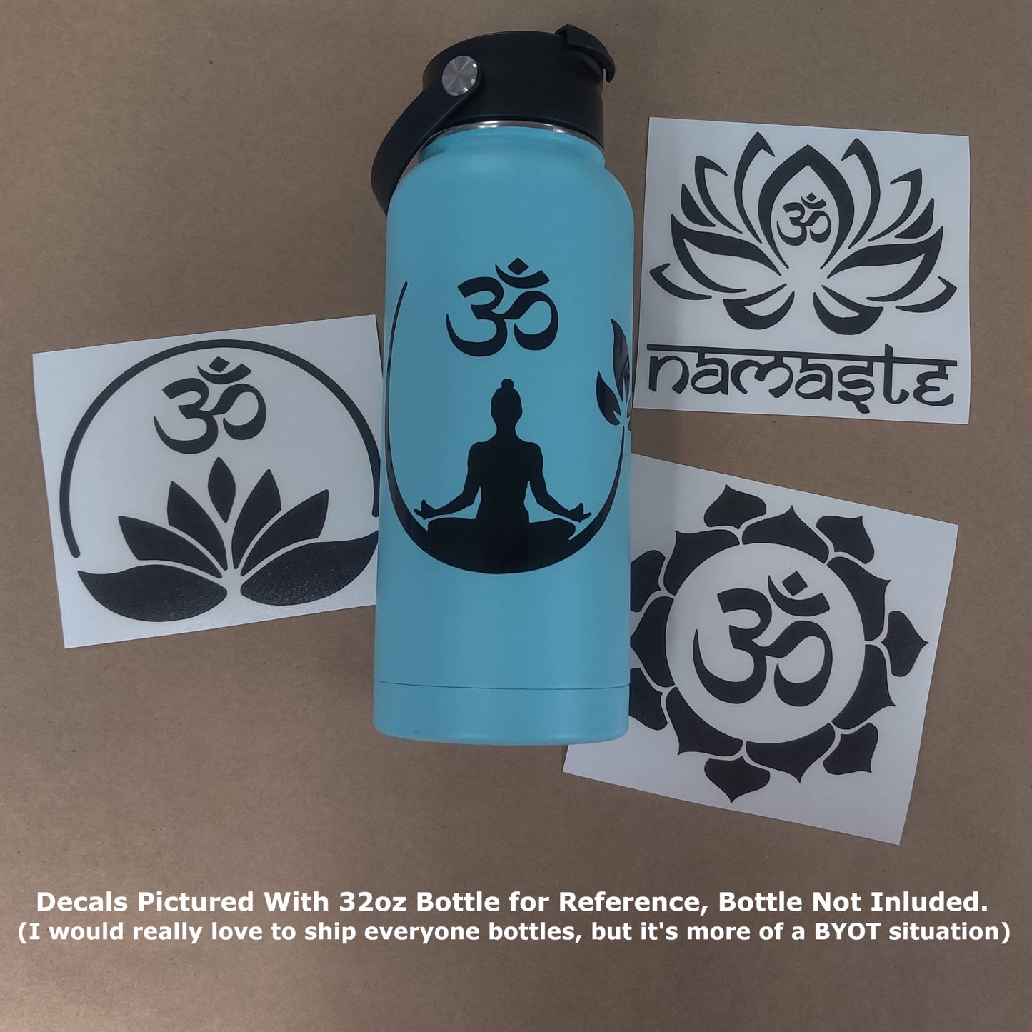 Om (Aum) Namaste Lotus Decal 4 Pack