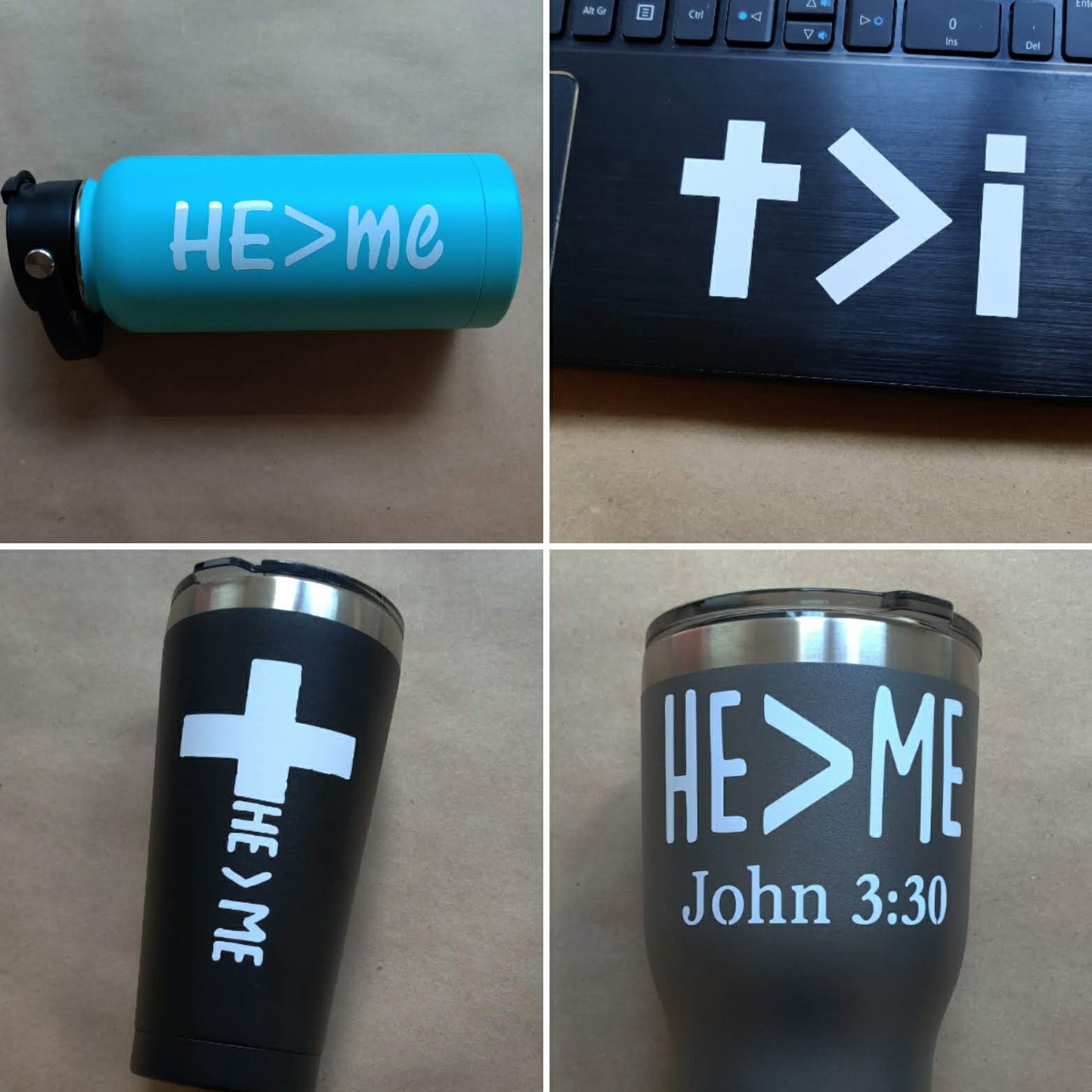 He Greater Than Me Decal 4 Pack