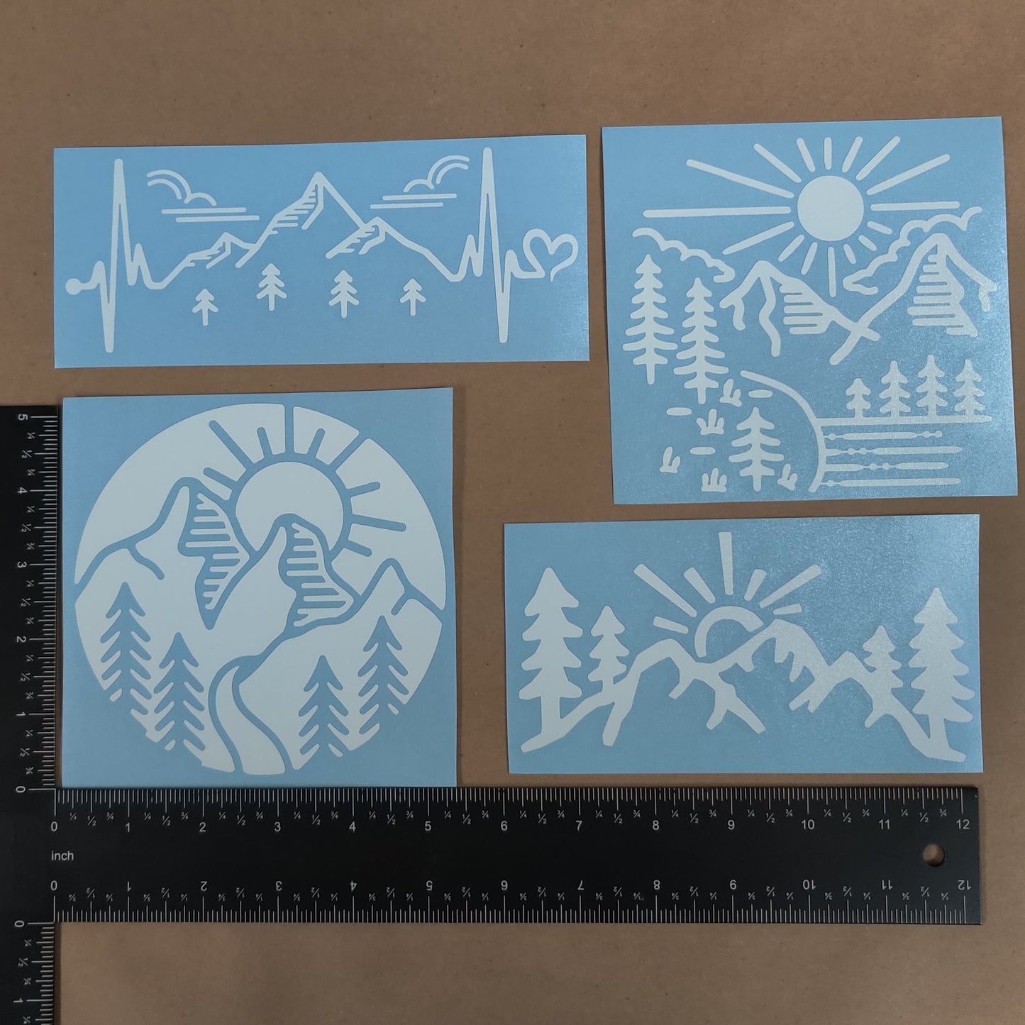 Mountain Cartoon Decal 4 Pack
