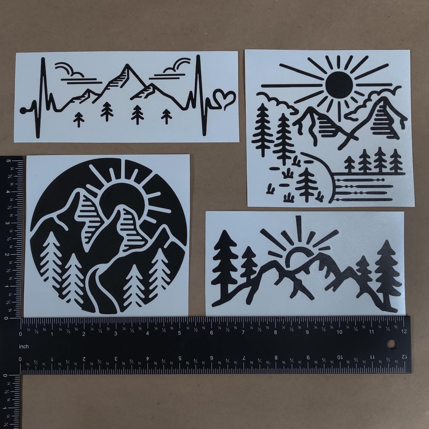 Mountain Cartoon Decal 4 Pack