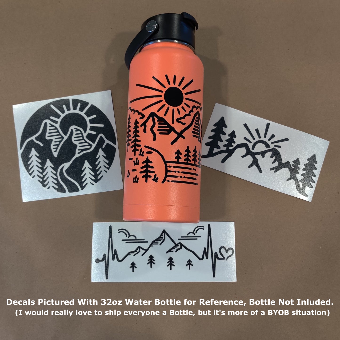 Mountain Cartoon Decal 4 Pack