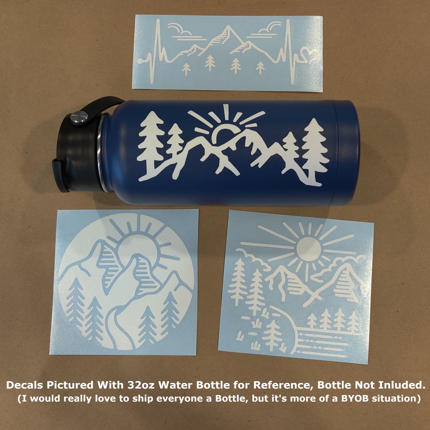 Mountain Cartoon Decal 4 Pack
