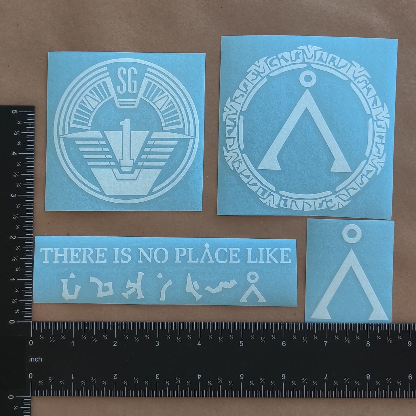 Stargate Decals 4 Pack: SG1, Gate, There Is No Place Like Home