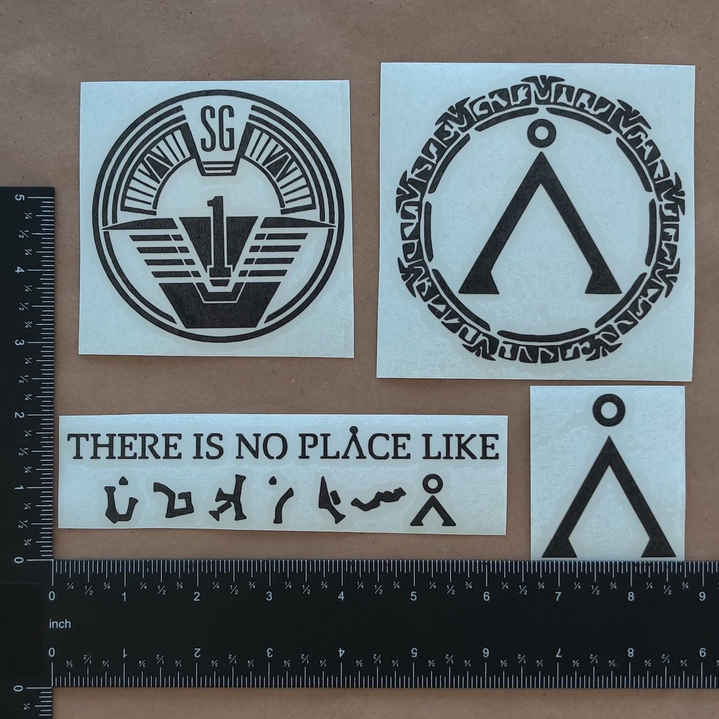 Stargate Decals 4 Pack: SG1, Gate, There Is No Place Like Home
