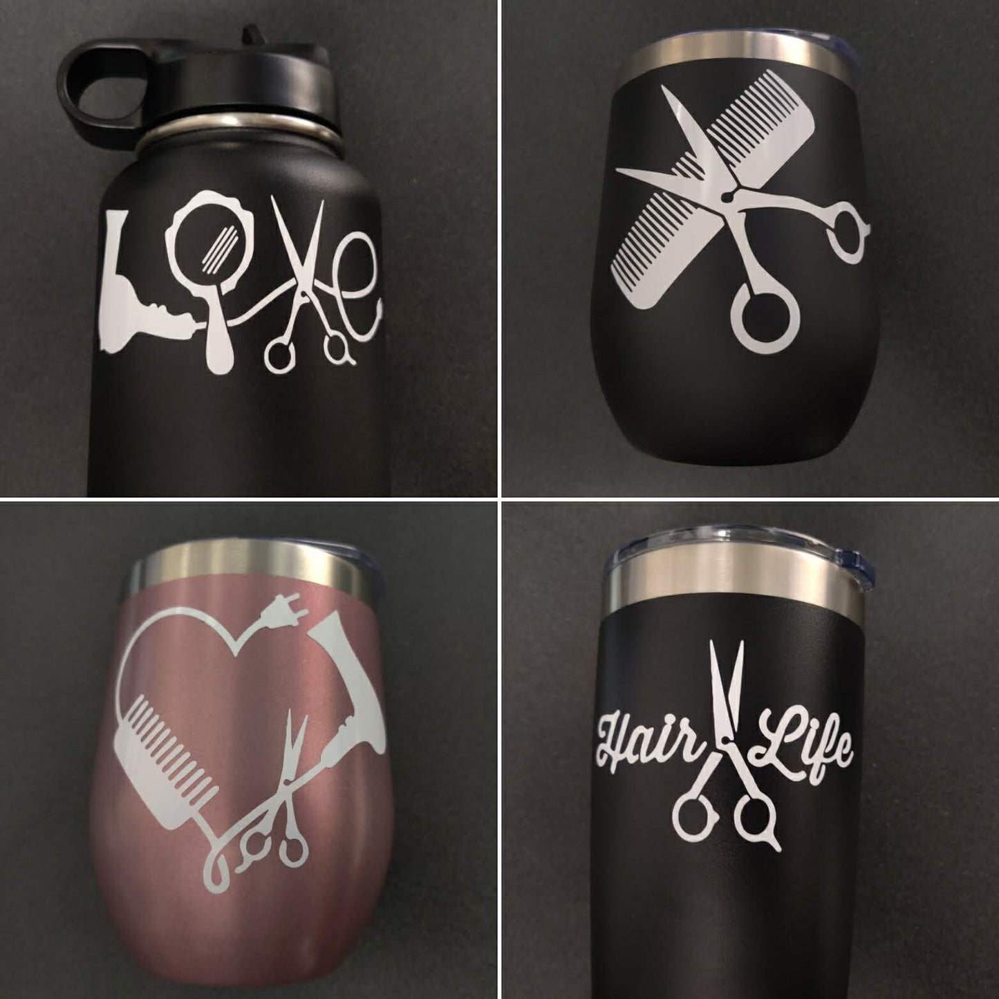 Hair Stylist Decals: Love, Heart, Comb and Scissors, Hair Life