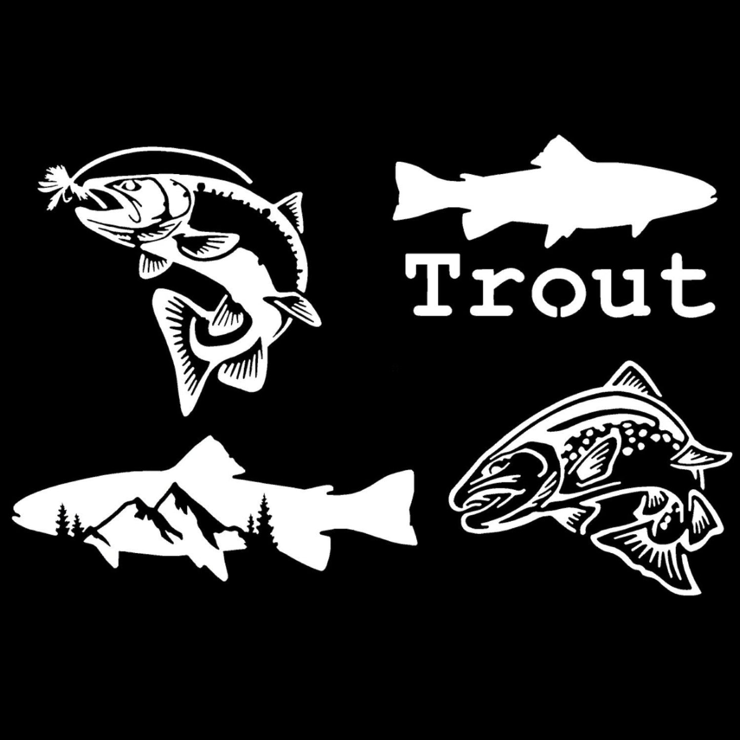 Trout Fishing Decal 4 Pack