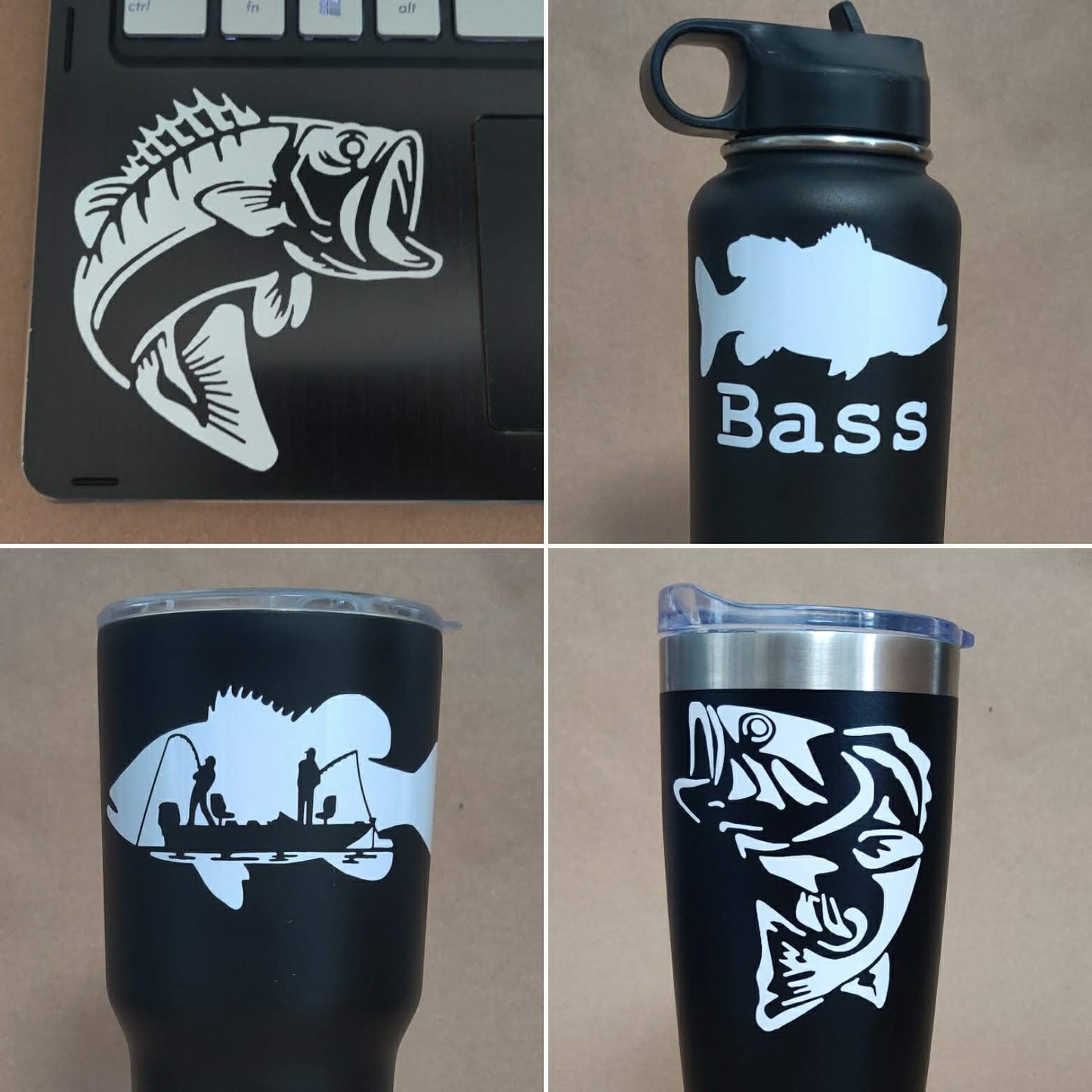 Bass Fishing Decal 4 Pack