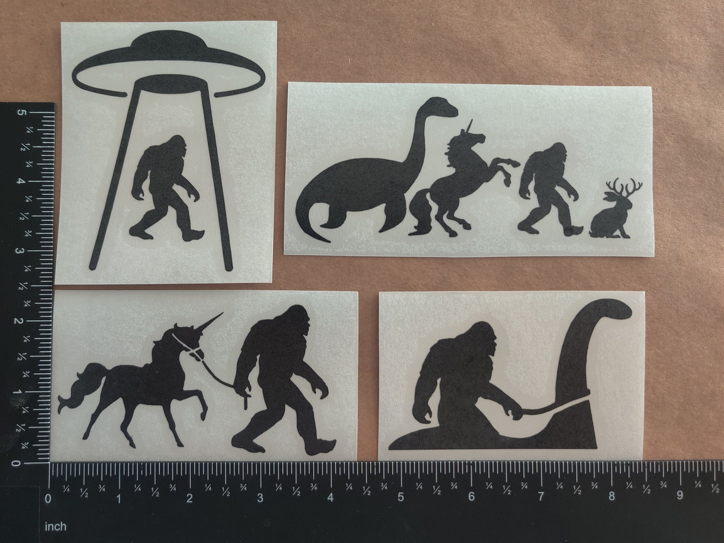 Sasquatch / Bigfoot and friends Decal 4 pack