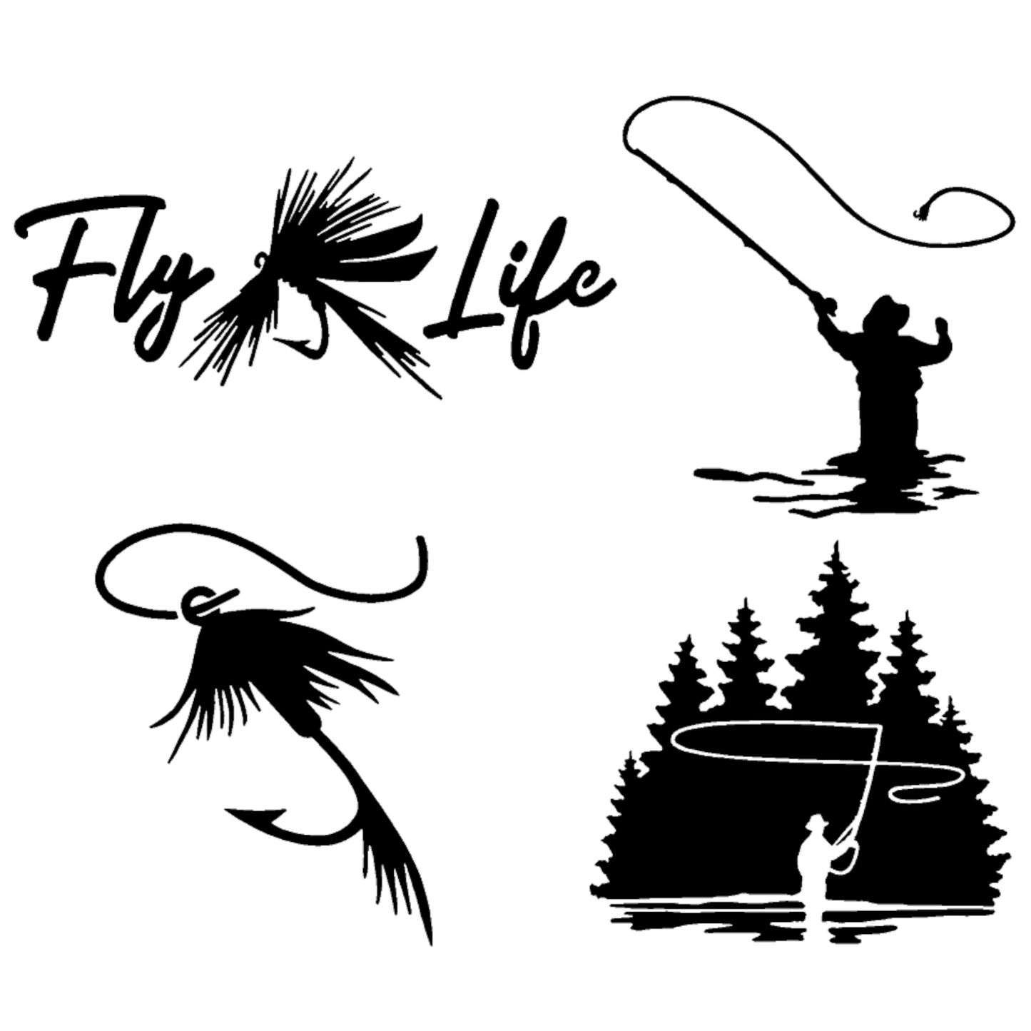 Fly Fishing Decals 4 Pack