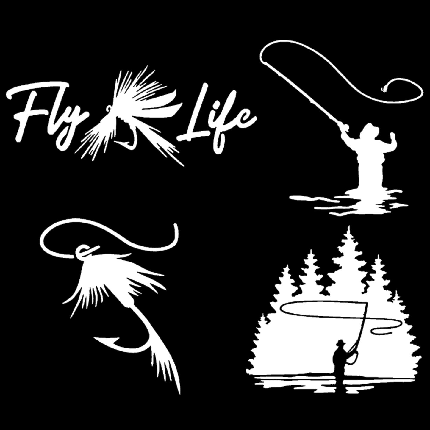 Fly Fishing Decals 4 Pack