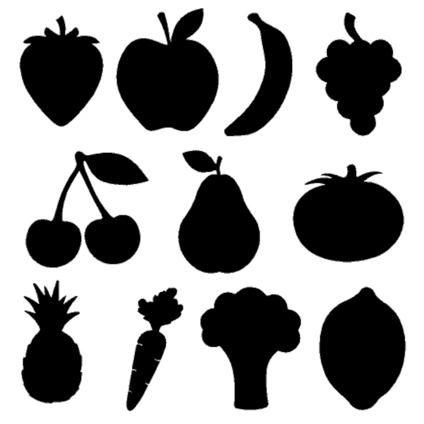 High Contrast Baby Fruits and Veggies Ceiling/Wall Decals 10 Pack - Fruits and Vegtables