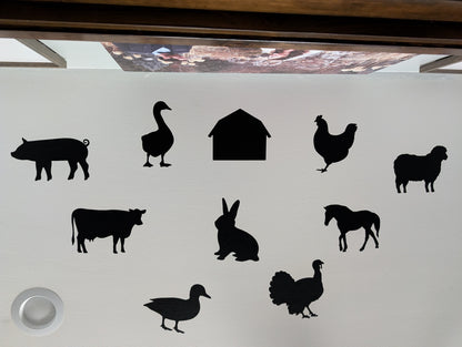 High Contrast Baby Farm Animal Ceiling/Wall Decals 10 Pack - Farm Animals