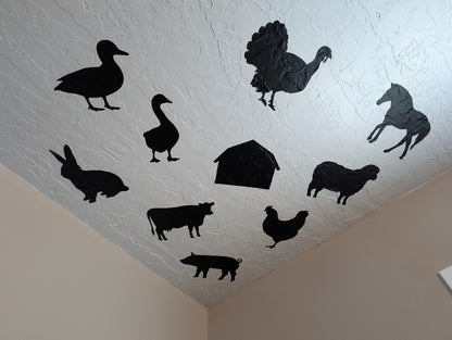 High Contrast Baby Farm Animal Ceiling/Wall Decals 10 Pack - Farm Animals