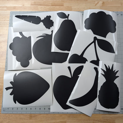 High Contrast Baby Fruits and Veggies Ceiling/Wall Decals 10 Pack - Fruits and Vegtables