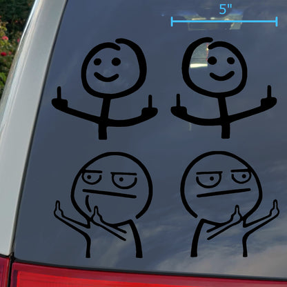 Middle Finger Meme Decal 4 Pack