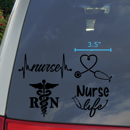 Nurse RN Decals 4 pack