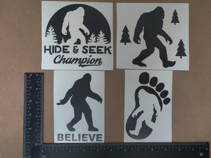 Sasquatch, Bigfoot, Hide and Seek Champion Decals