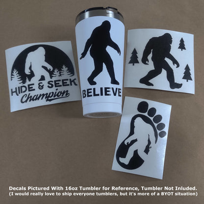 Sasquatch, Bigfoot, Hide and Seek Champion Decals