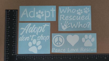 Adopt Paw Decal 4 pack Small 3.5"