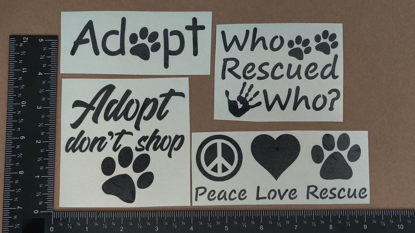 Adopt Paw Decal 4 pack Small 3.5"